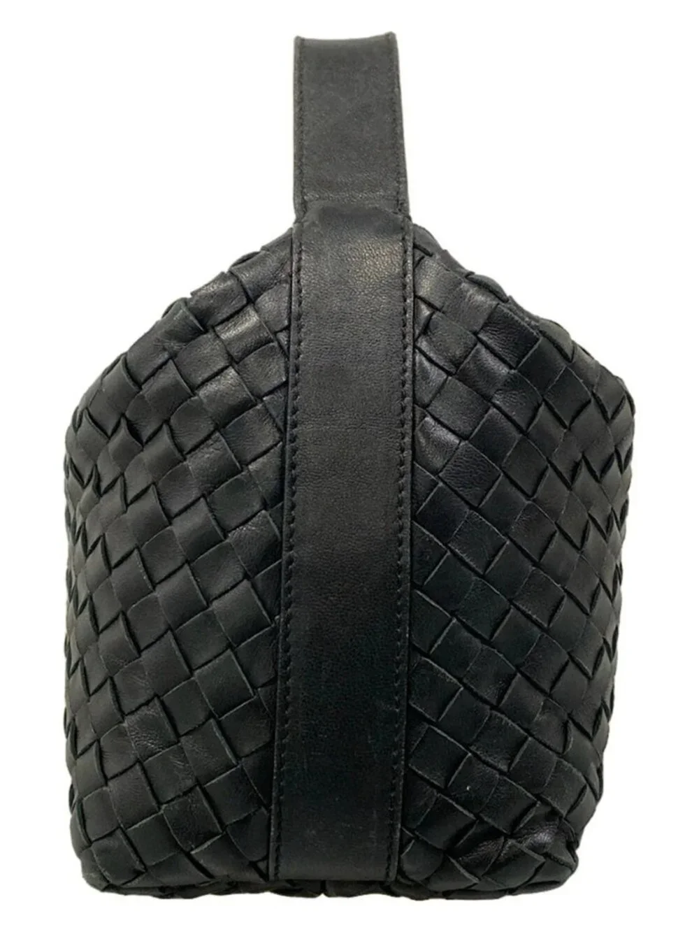 BOTTEGA VENETA Intrecciato  Black Leather Handbag